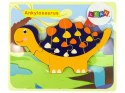 Drewniane Puzzle Dinozaury Triceratops Ankylosaurus Pomarańczowy