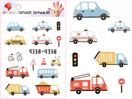 Tattoos Washable for Kids Vehicles 15x10 cm