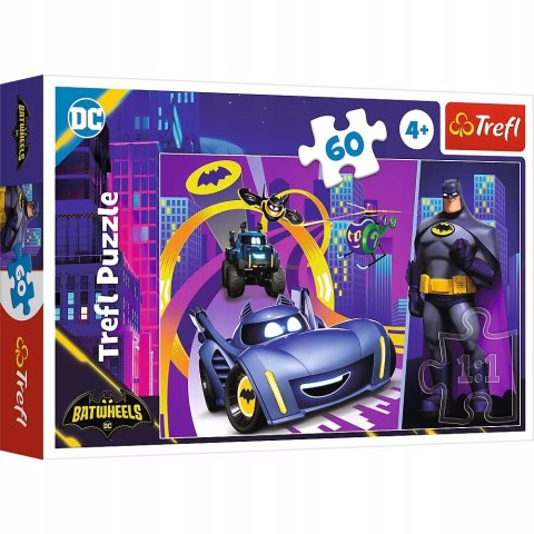 Puzzle Batwheels 60 elementów Batman i jego pojazdy Trefl 17400